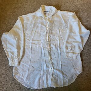 Contempo Casuals Y2K Vintage Cream Silk Long-sleeve Button-down Shirt Size M